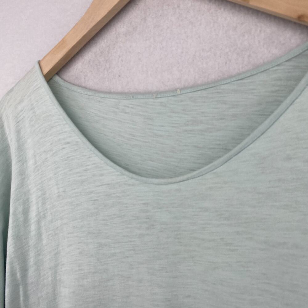 EILEEN FISHER Top M Slub Organic Cotton Jersey Scoop Neck Dolman Sleeve Green - Picture 2 of 11